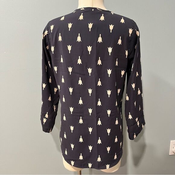 41 Hawthorn Ivy Tulip Print Roll Tab Sleeve Blouse Size Medium - Picture 5 of 8